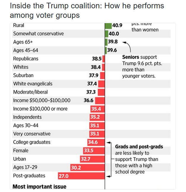 Trump Coalition - How he performs among voter groups
